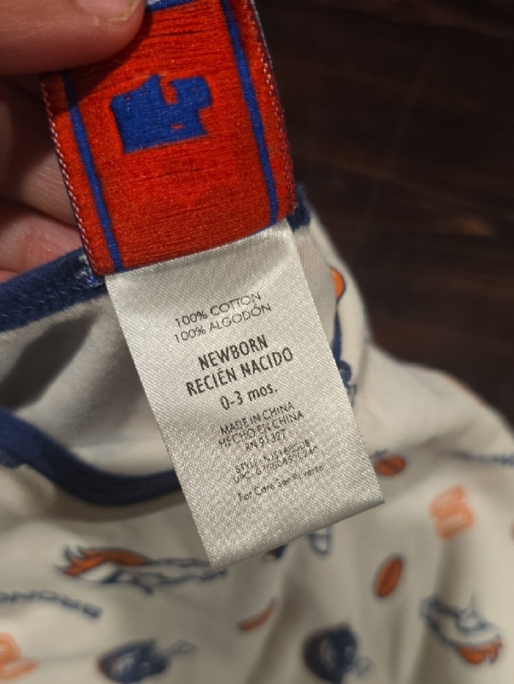 NFL Denver Broncos Newborn Onesie 0-3 Months Blue Orange White - Picture 3 of 4